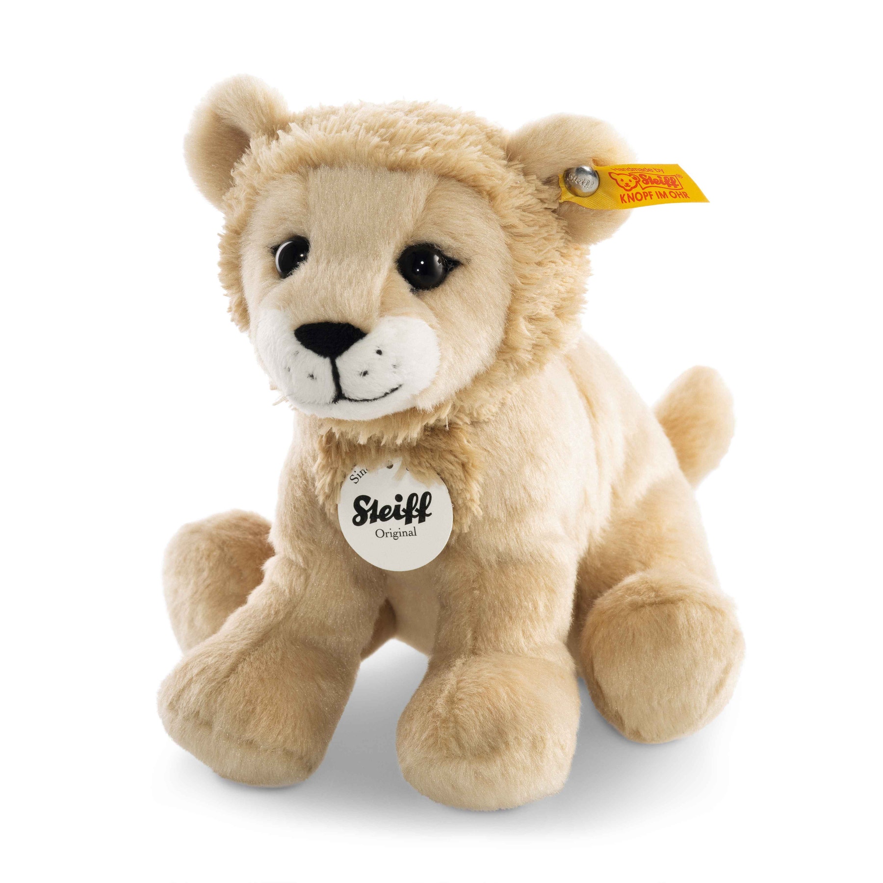 Doudou plat éponge de coton bio Lion Léo 35cm Albetta