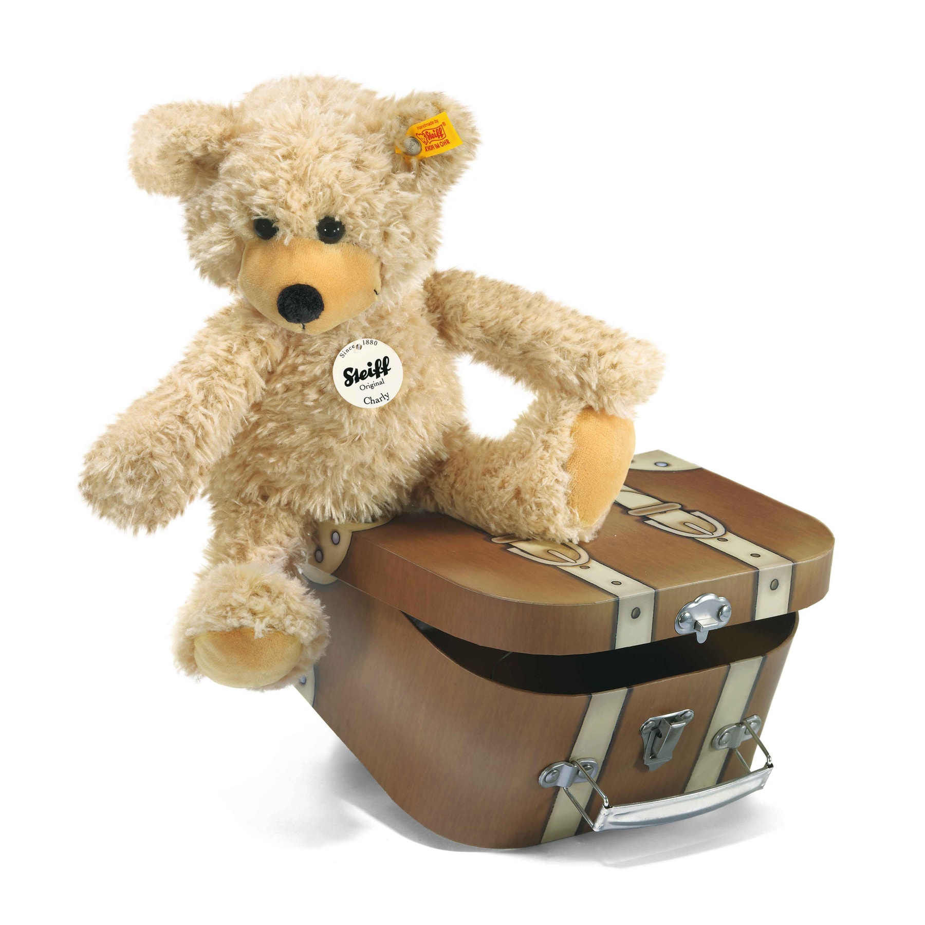 Ours Teddy-pantin Charly dans sa valise