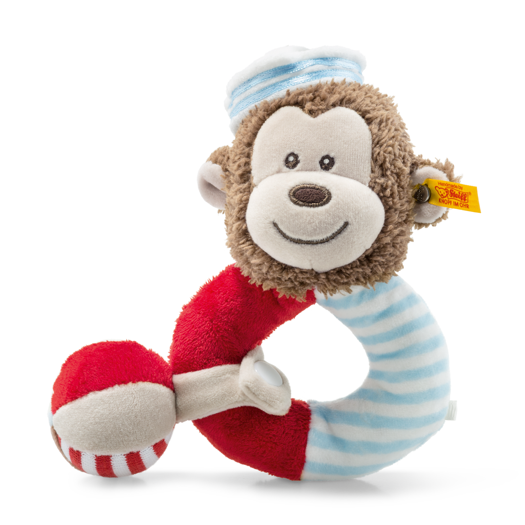 Down by the Sea Sailor monkey grip toy with rattle