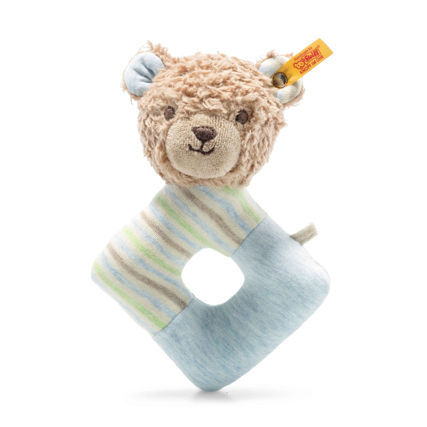 GOTS Rudy Teddy bear grip toy with rattle
