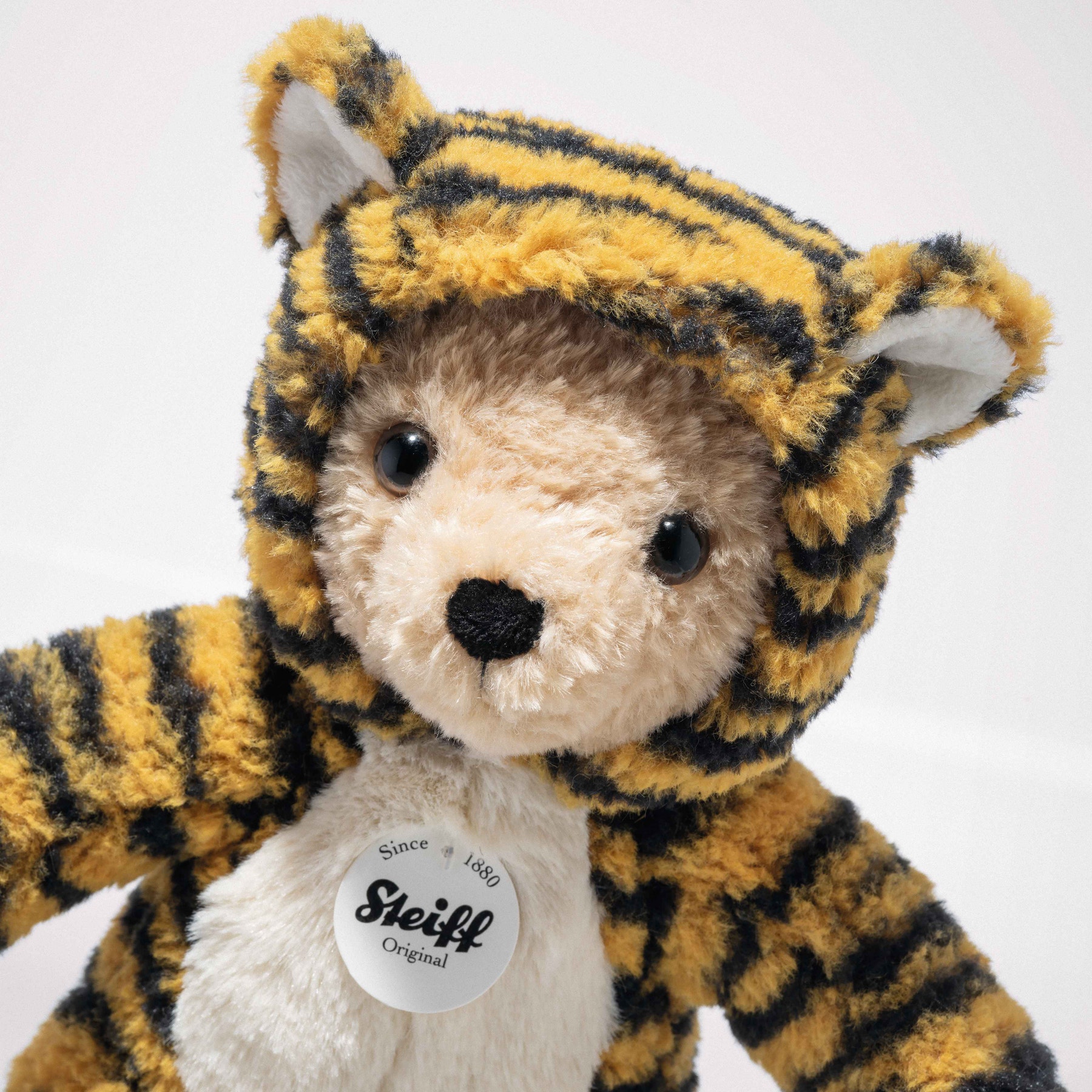 Steiff Knuffeldier Hoodie-teddybeer tijger, schattig knuffeldier, kinderen, jongens en meisjes, zachte knuffelvrienden, pluche dier, 27 cm, meerkleurig, 113161 Steiff Knuffeldier Hoodie-teddybeer tijger, schattig knuffeldier, kinderen, jongens en meisjes, zachte knuffelvrienden, pluche dier, 27 cm, meerkleurig, 113161