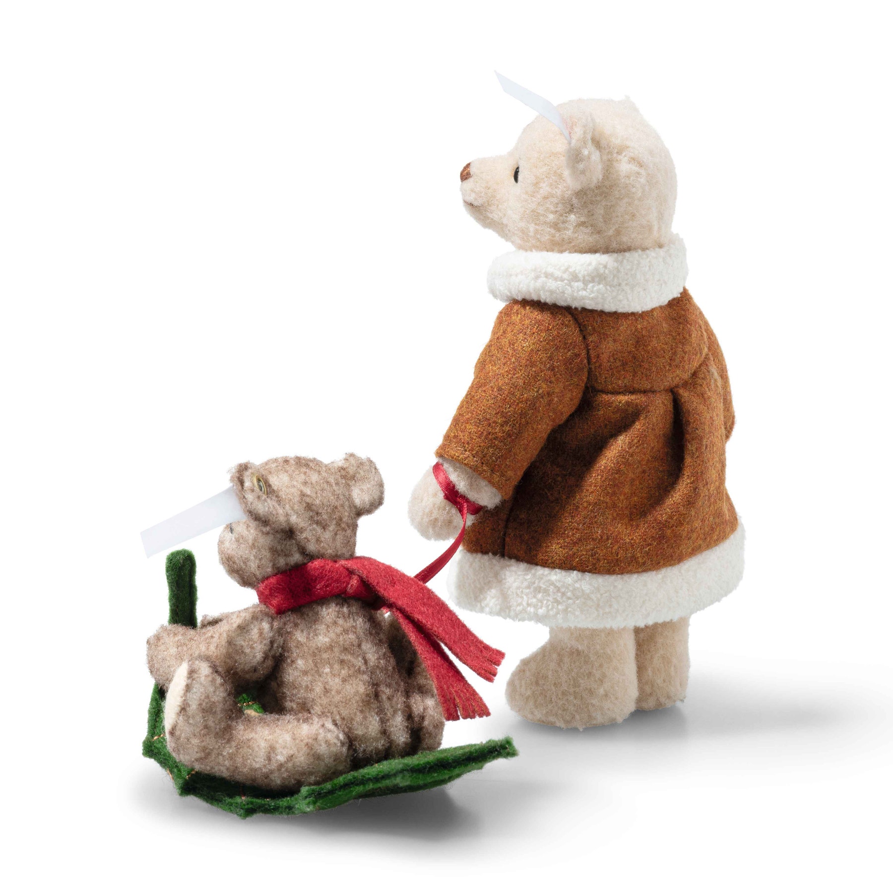Mama Teddy Bear and Cub on the Holly Express