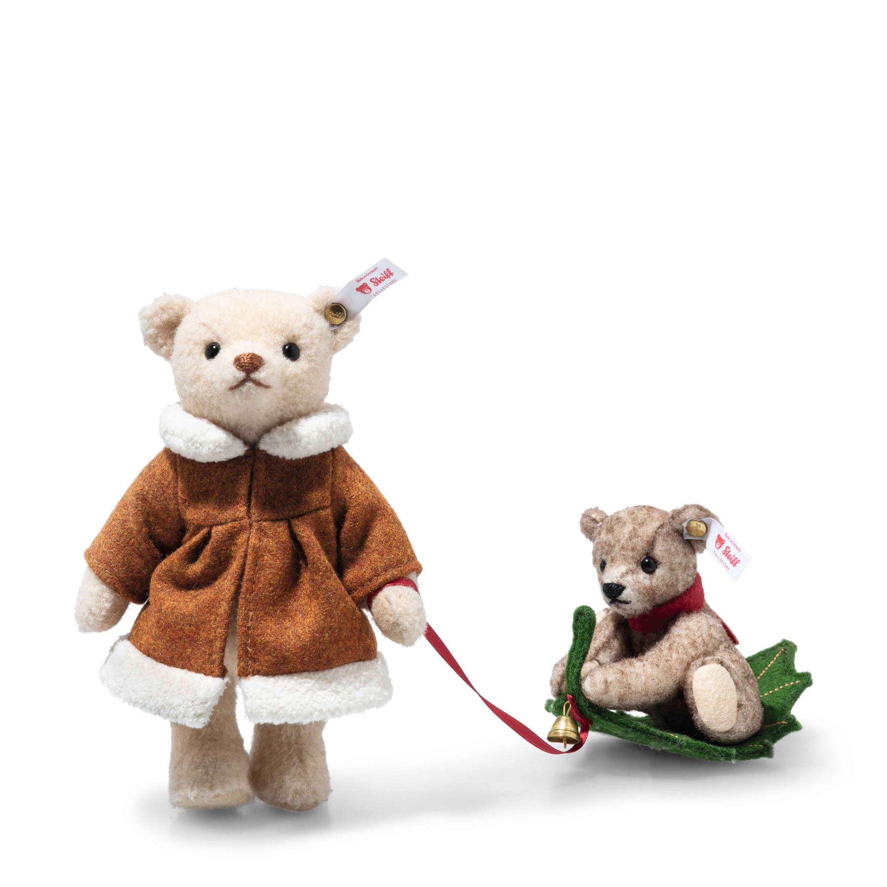Mama Teddy Bear and Cub on the Holly Express