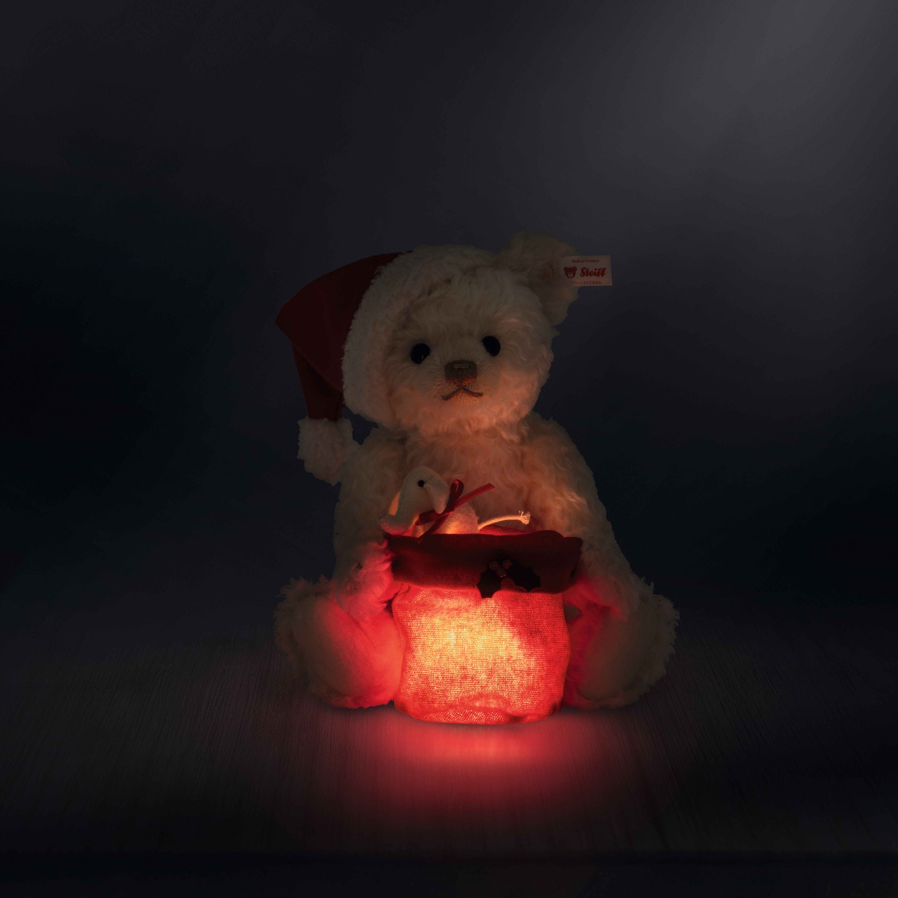 Santa Teddy bear with light, 29 cm, white - Steiff.com