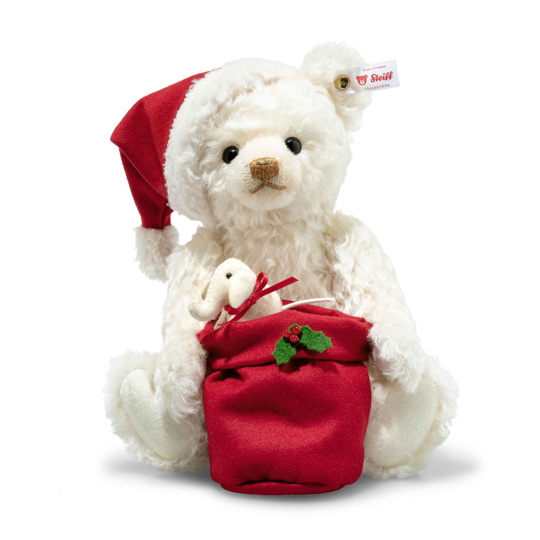 Santa Teddy Bear with Light-Up Gift Bag