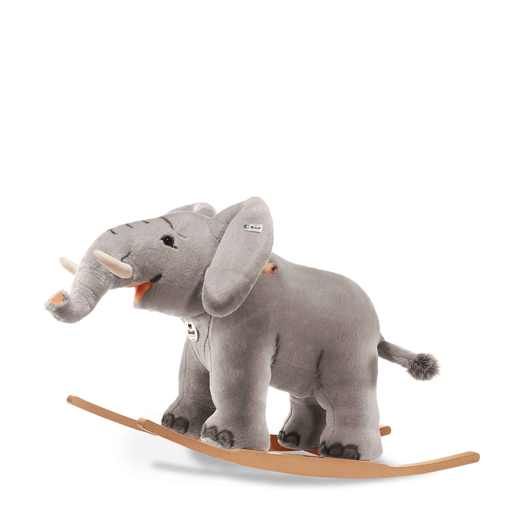 Elephant a bascule Trampili 70 cm gris clair Steiff