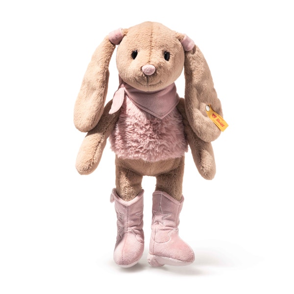 Steiff　ウサギのギフトカバー　Betthupferlhase　緑オールID Cowgirl Hoppie Rabbit, 13 in, multicolored - Steiff.com