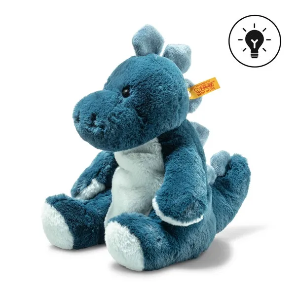 A blue dinosaur stuffed animal