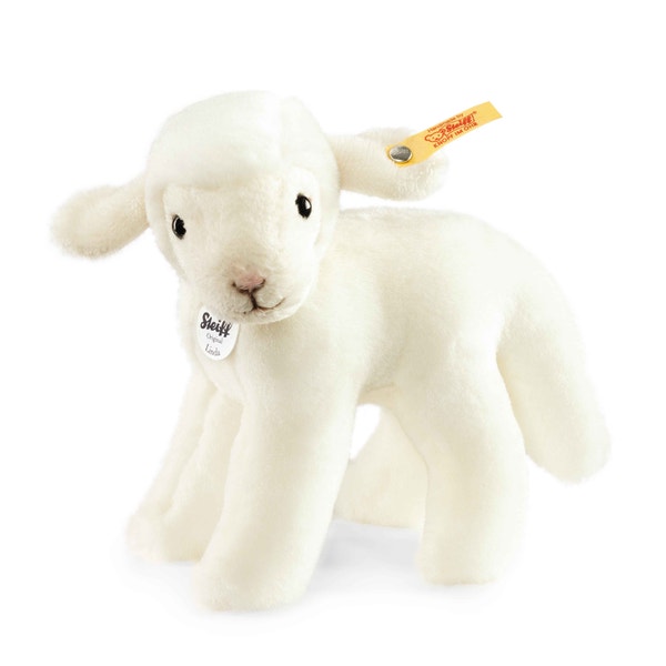 美品 Steiff シュタイフ Plush Linda Lamb 子羊のリンダ 073397 ぬいぐるみ 真っ白 16cm 人形 ホビー ドイツ HU1462 linda-lamm-073397-1.jpg