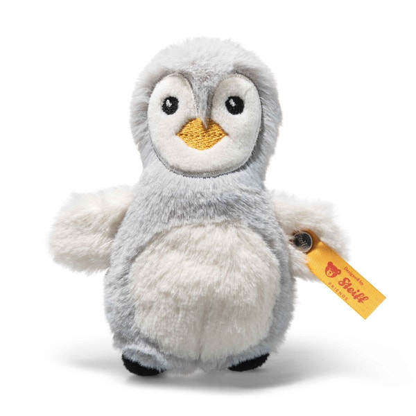 Lio Penguin Grip Toy with Rattle, 4 in, light gray - Steiff.com