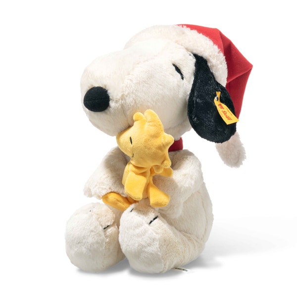 【レア】Steiff Snoopy & Woodstock Snoopy Christmas with Woodstock in Santa hat, 30 cm, multicoloured