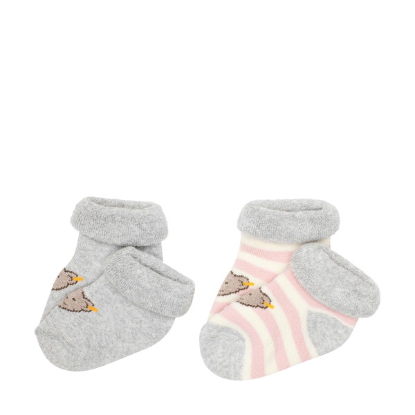 Steiff Mini Basic Socken 2er Pack GOTS, Silver Pink, 34 Ragazzi Unisex